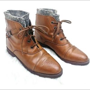 ‼️Leather Knit Lace Booties‼️